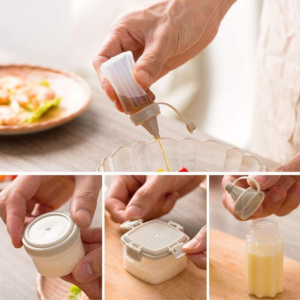Baolaili 4Pcs Mini Jam Squeeze Bottle Jar Sauce Seasoning Box With Lid, Squeeze Bottle Portable Pp Kitchen Easy Clean Spices Sto