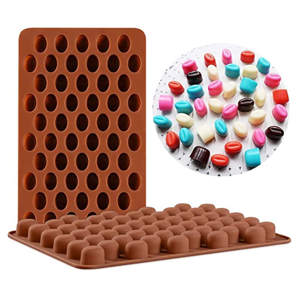 Qtmy 4 Pack 55 Mini Coffee Beans Mold Silicone For Chocolate Candy Ice Cube Jelly Pill Making Dog Treat Bakeware Baking Cake Dec