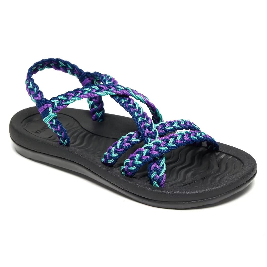 Megnya Comfortable Womens Walking Sandals, Soft Hand-Woven Strap Sandals For Women, Wadable Slide Sandals For Summer Beachboatin