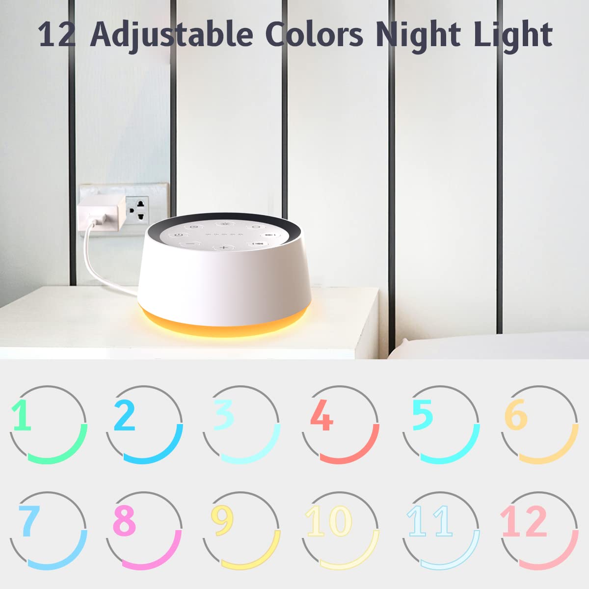 Brown Noise Sound Machine With 30 Soothing Sounds 12 Colors Night Light White Noise Machine For Adults Baby Kids Sleep Machines