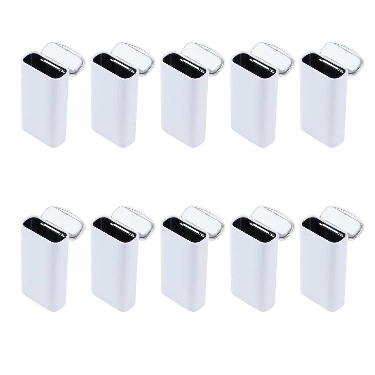 Tighall 10Pcs Metal Tin Box Containers Rectangular Empty Hinged Tins Box Containers For Gum, Candies, Mint, Easy Opening, White
