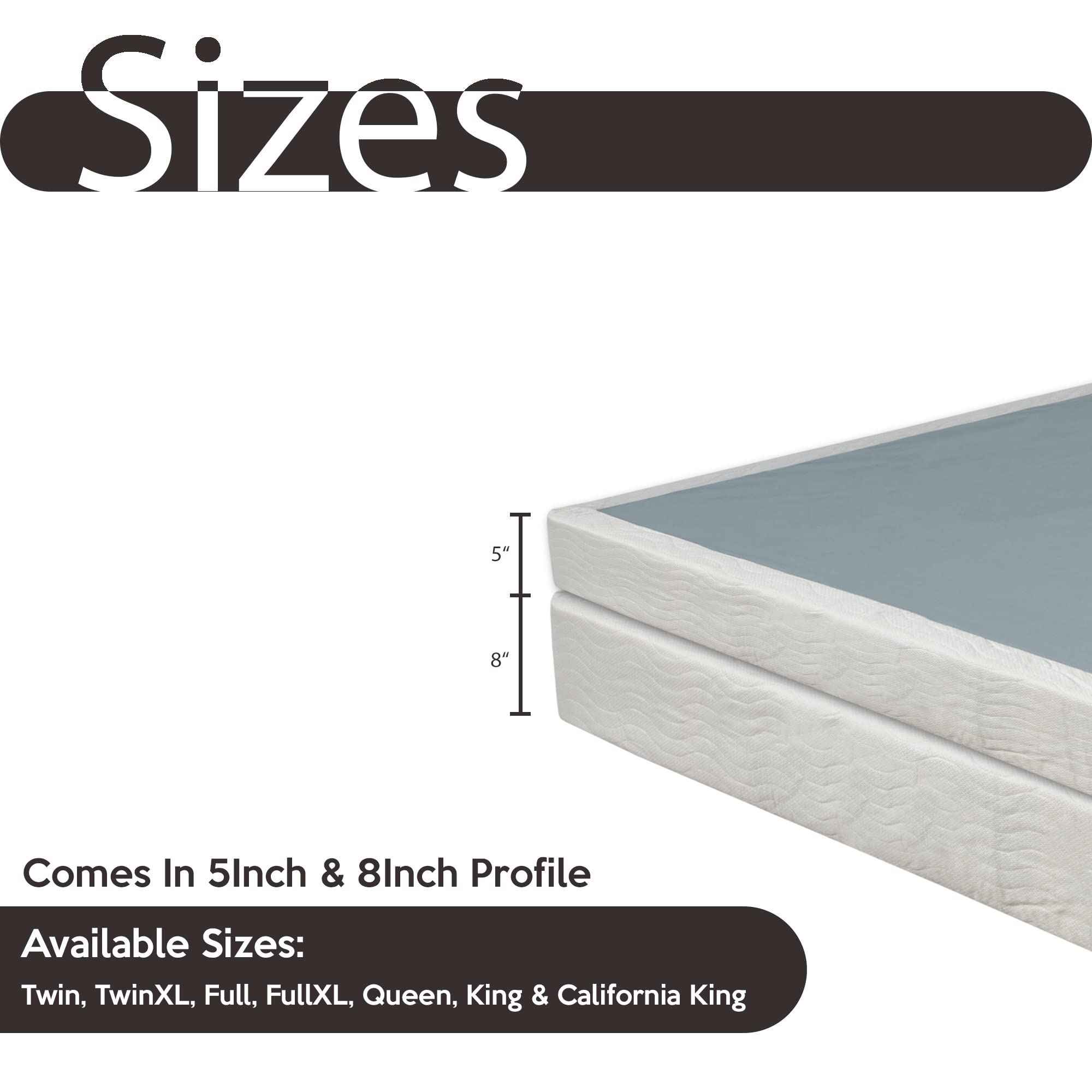 Nutan, 4.5-Inch Box Spring/Foundation for Mattress, Easy Simple Assembly, Strong Wood Structure, Queen, White