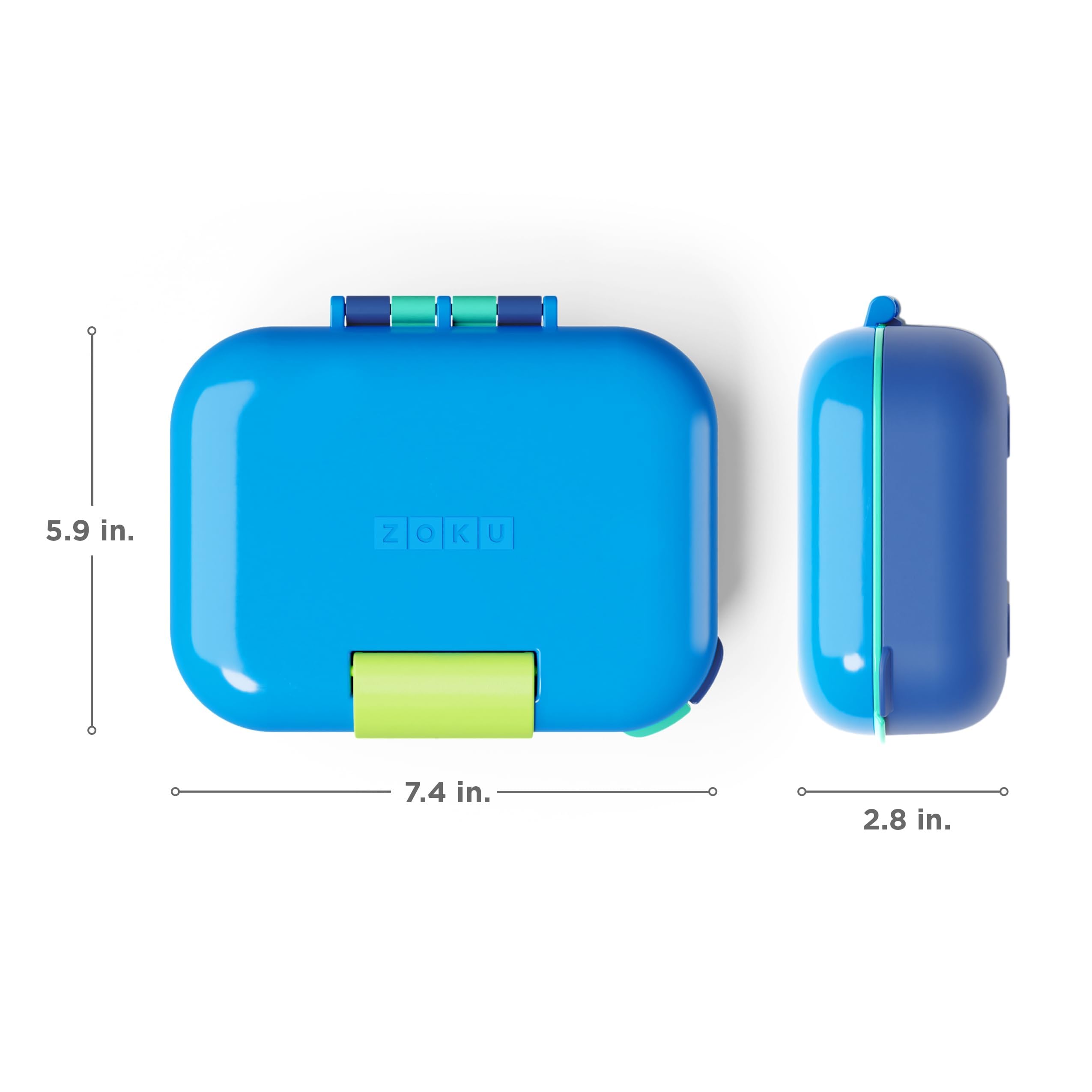 Zoku - Mini Bento Box For Kids, Stackable, Lightweight, Leakproof, For Children, Kid Friendly Latch, Easy To Clean (Bento Jr) (B