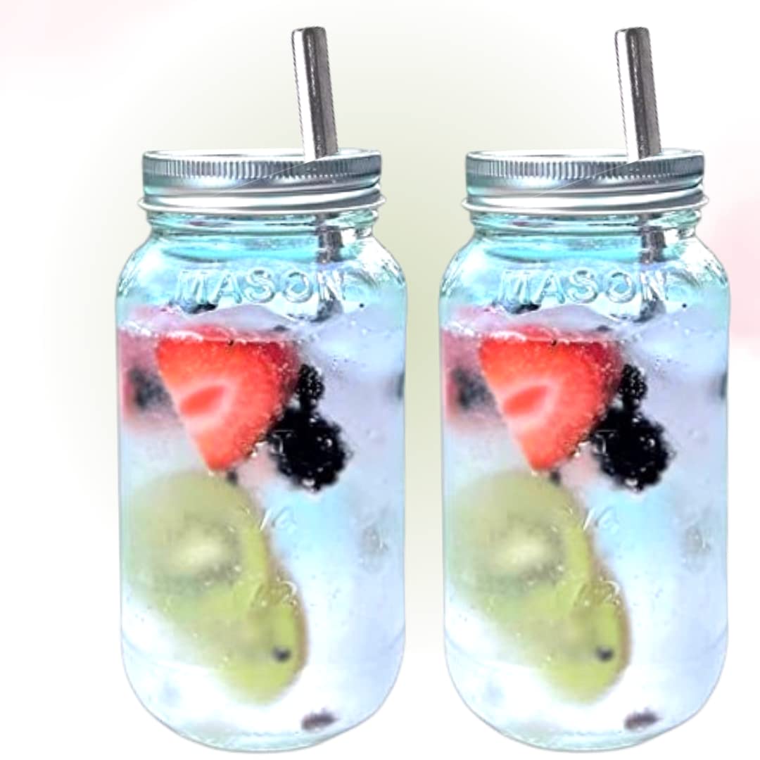 Jarming Collections Mason Jar Cups Drinking Glasses - Includes Mason Jar Lids & Straws, Coffee & Smoothie Cups Glass Jar Set, 24