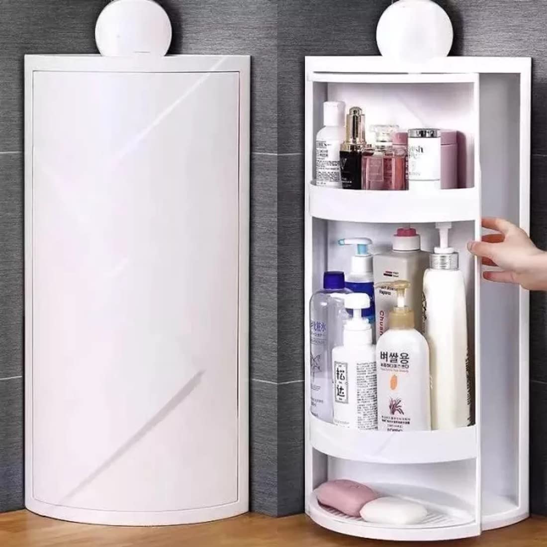 Vbm Bathroom Rotating Triangle Storage Rack 360 Degree Rotating MultiFunction Organizer Plastic Triangle Shelf DustProof Water
