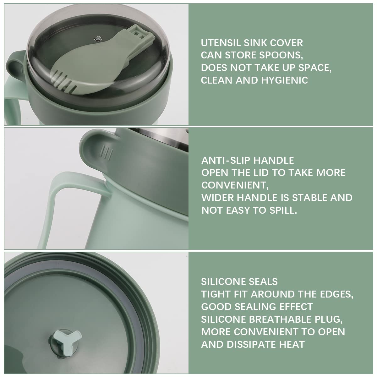 Lnq Luniqi Microwaveable Breakfast Cup With Lid And Spoon,500Ml Portable Soup Mug With Handles For School Office Outdoor Travel