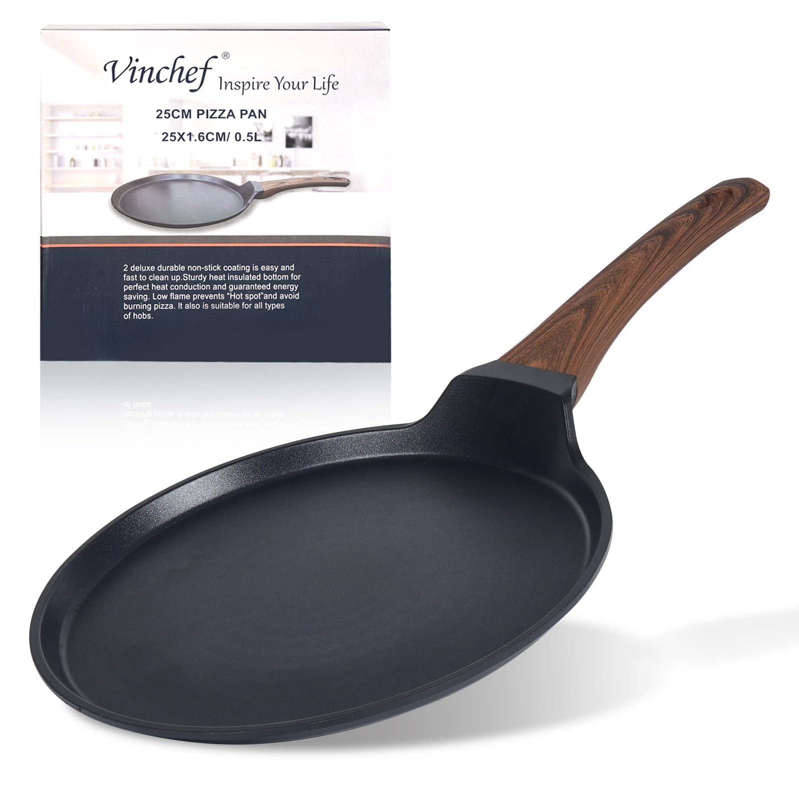 Vinchef Nonstick Crepe Pan, 11Inch Skillet Pan For Dosa Tawa Omelette Tortillas Crispy Pancake, Griddle Pancake Pan, Pfoa Free A