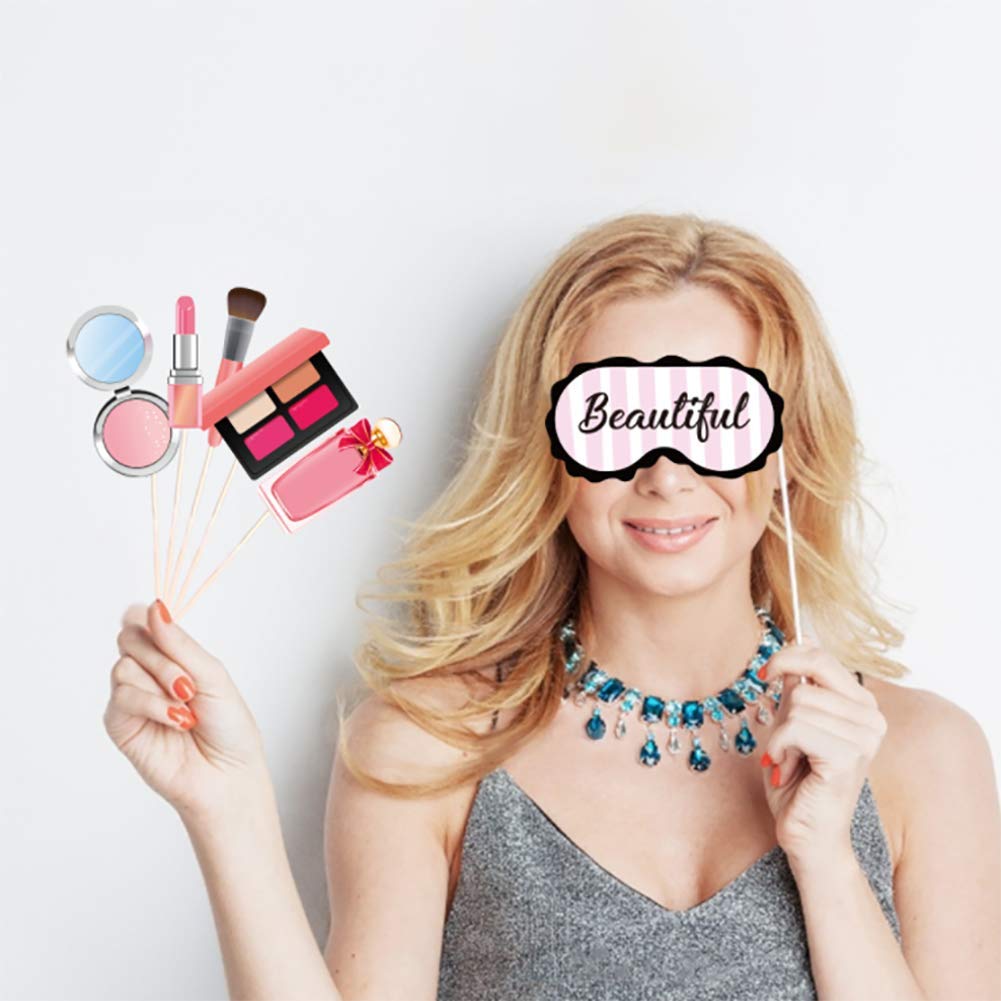 Anor Wishlife Spa Party Photo Booth Props(25Ct),Spa Day Photo Booth Props With Stick For Make Up Decorations,Party