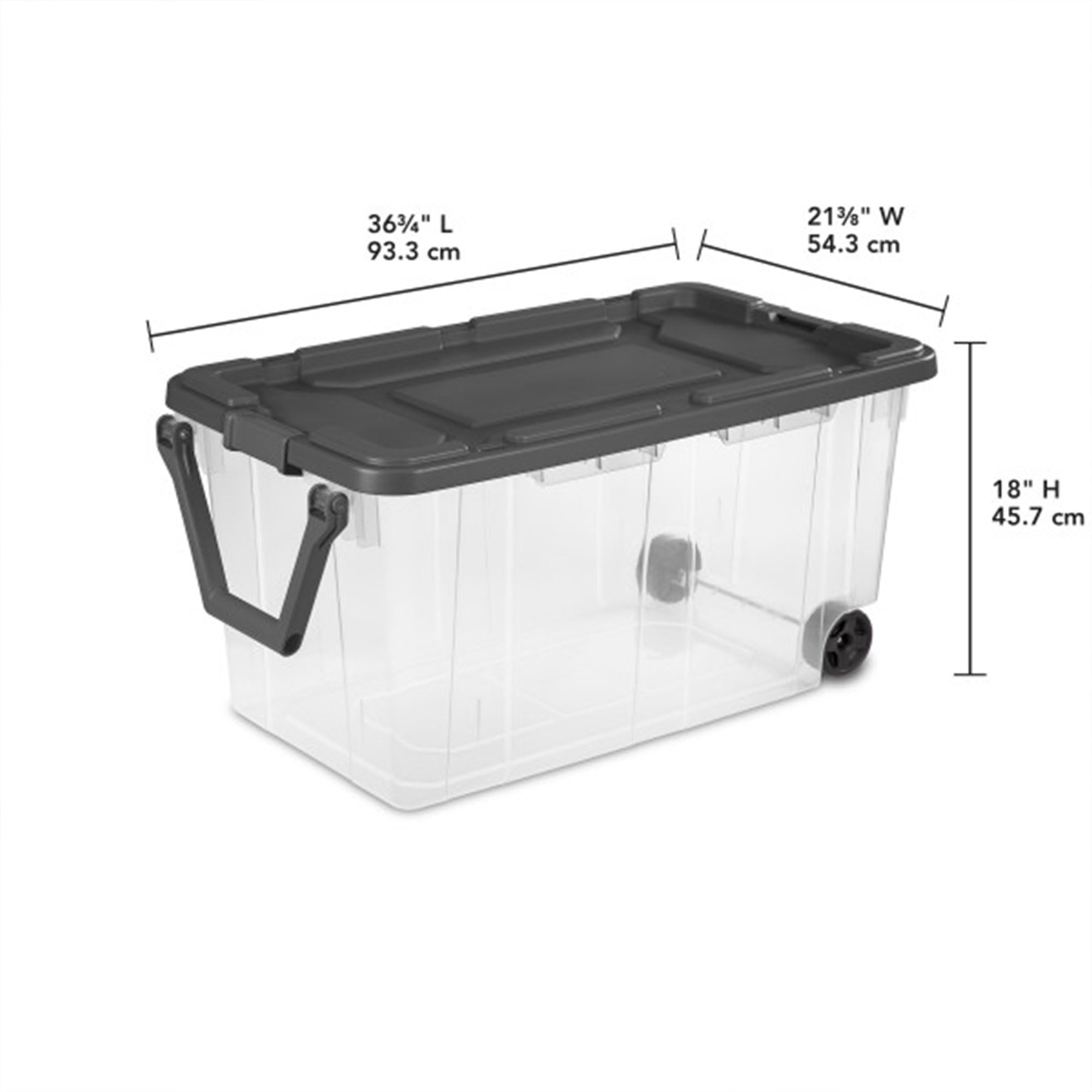 Sterilite 160 Quart Plastic Rolling Stacker Box, Lidded Stackable Storage Bin Container For Home, Garage, And Camping, 2-Pack, C