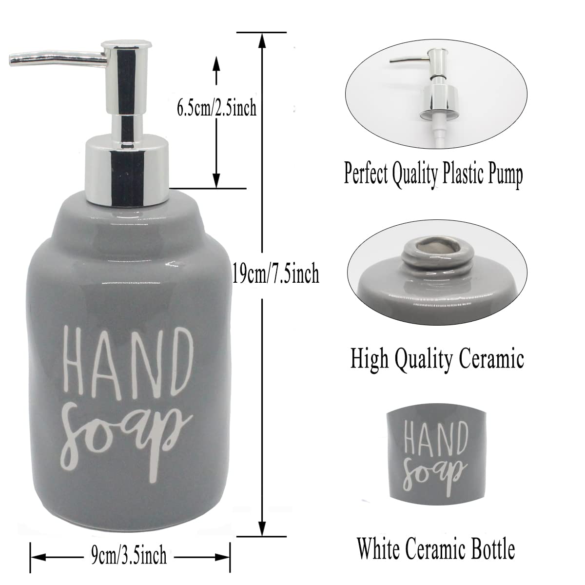 2 Pack Ceramics Hand Soap And Dish Soap Dispenser Set For Kitchen And Bathroom, Refillable Liquid Hand Soap Dispenser, Premium K