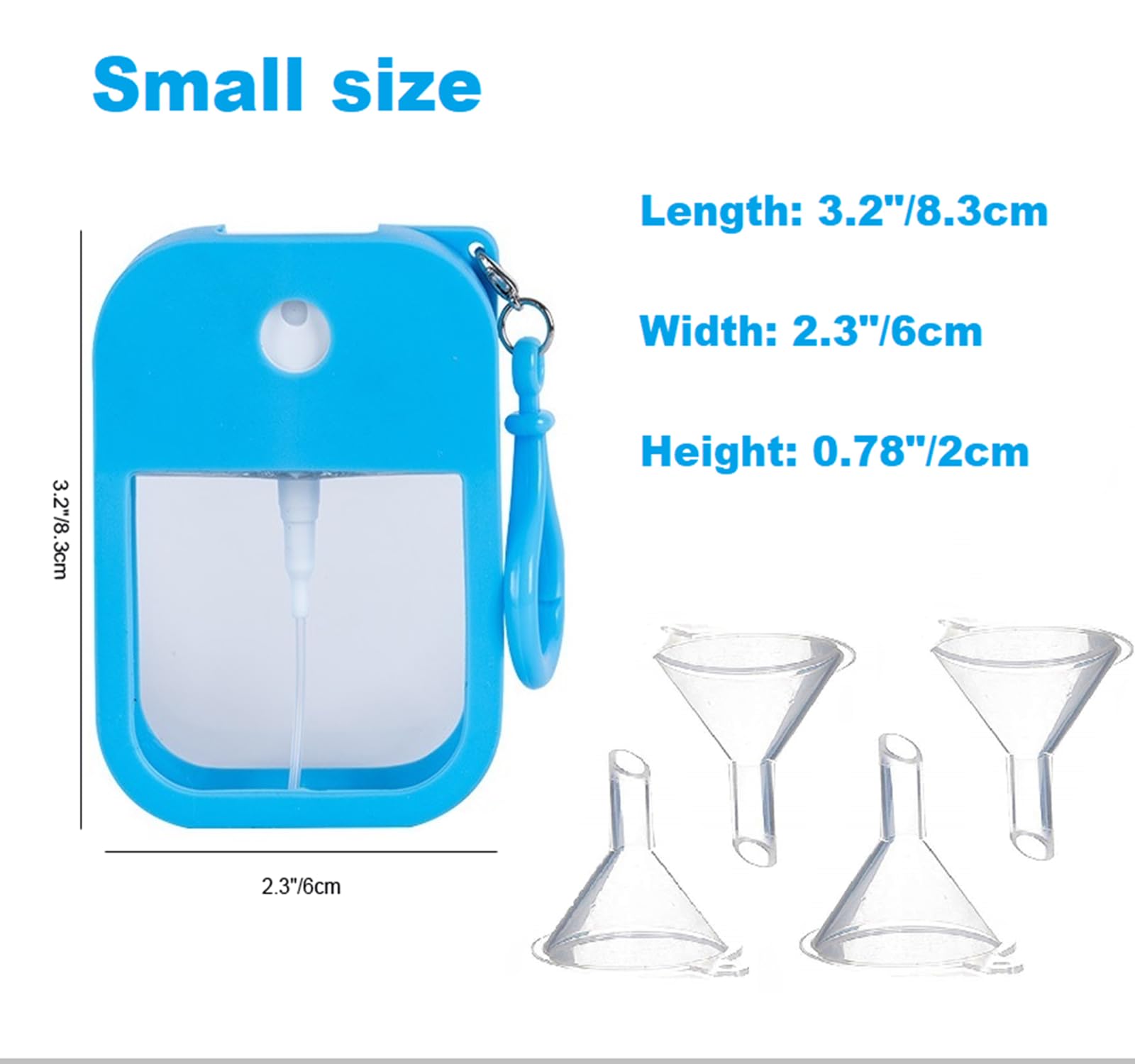Emissu 7 Pieces Portable Perfume Spray Bottle, 38Ml Mini Card Shape Reusable Sprayer Bottle With Hook And Silicone Case For Hand