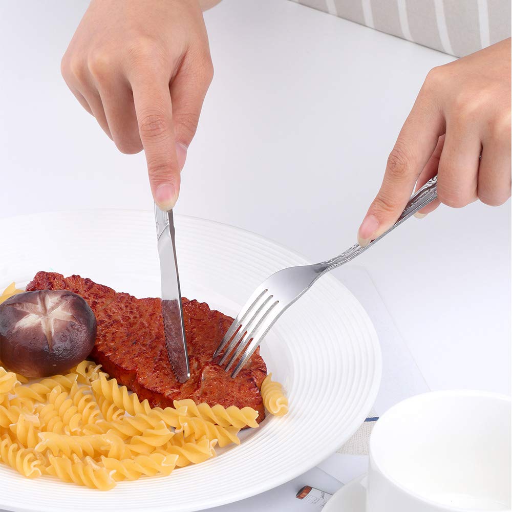 Dinner Fork Salad Dessert Forks Rose Pattern 12 Pieces, Buy&Use Silver Stainless Steel 7.3-Inch Flatware