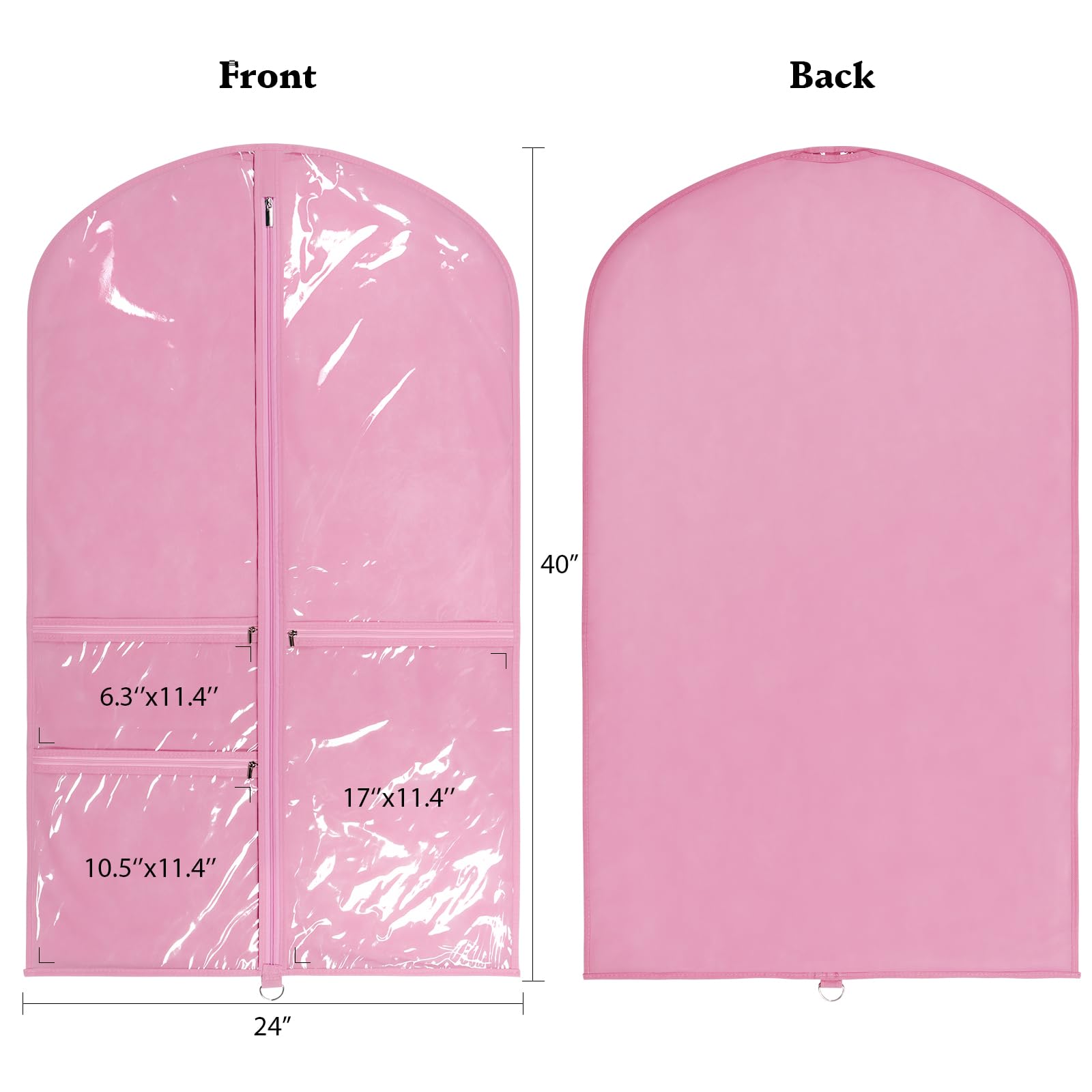 Univivi Garment Bags For Dance Costumes For Hanging Clothes, 40 Inch Breathable Dance Competition Garment Bag With 3 Medium Clea