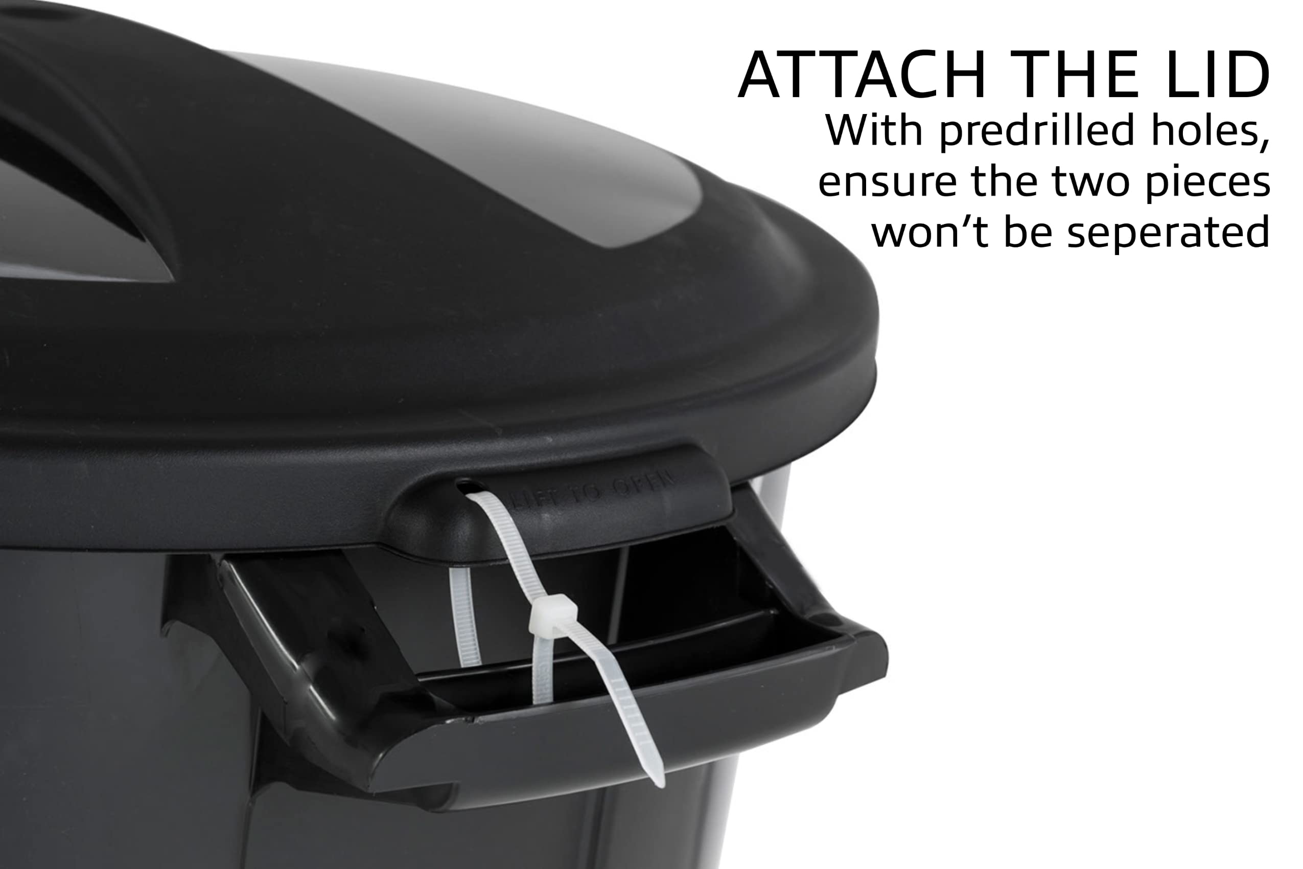United Solutions 32 Gallon Outdoor Garbage Can  Black  Easy to Carry Garbage Can with Sturdy Construction  Pass-Through Handles & Attachable Click Lock Lid  Indoor or Outdoor Use  (Pack of 2)