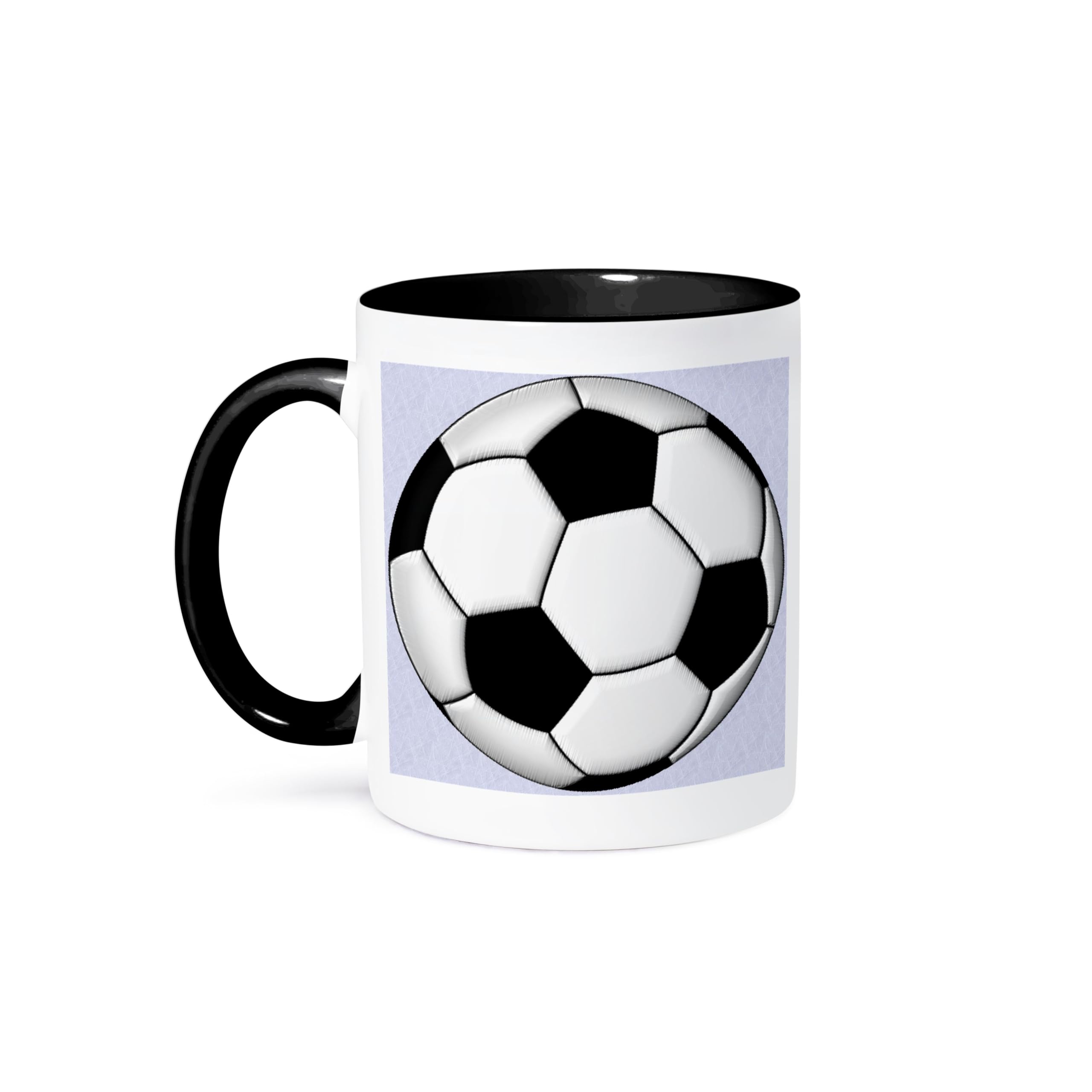 3dRose mug_50318_4 Soccer Ball Champ Two Tone Black Mug, 11 oz, Multicolor