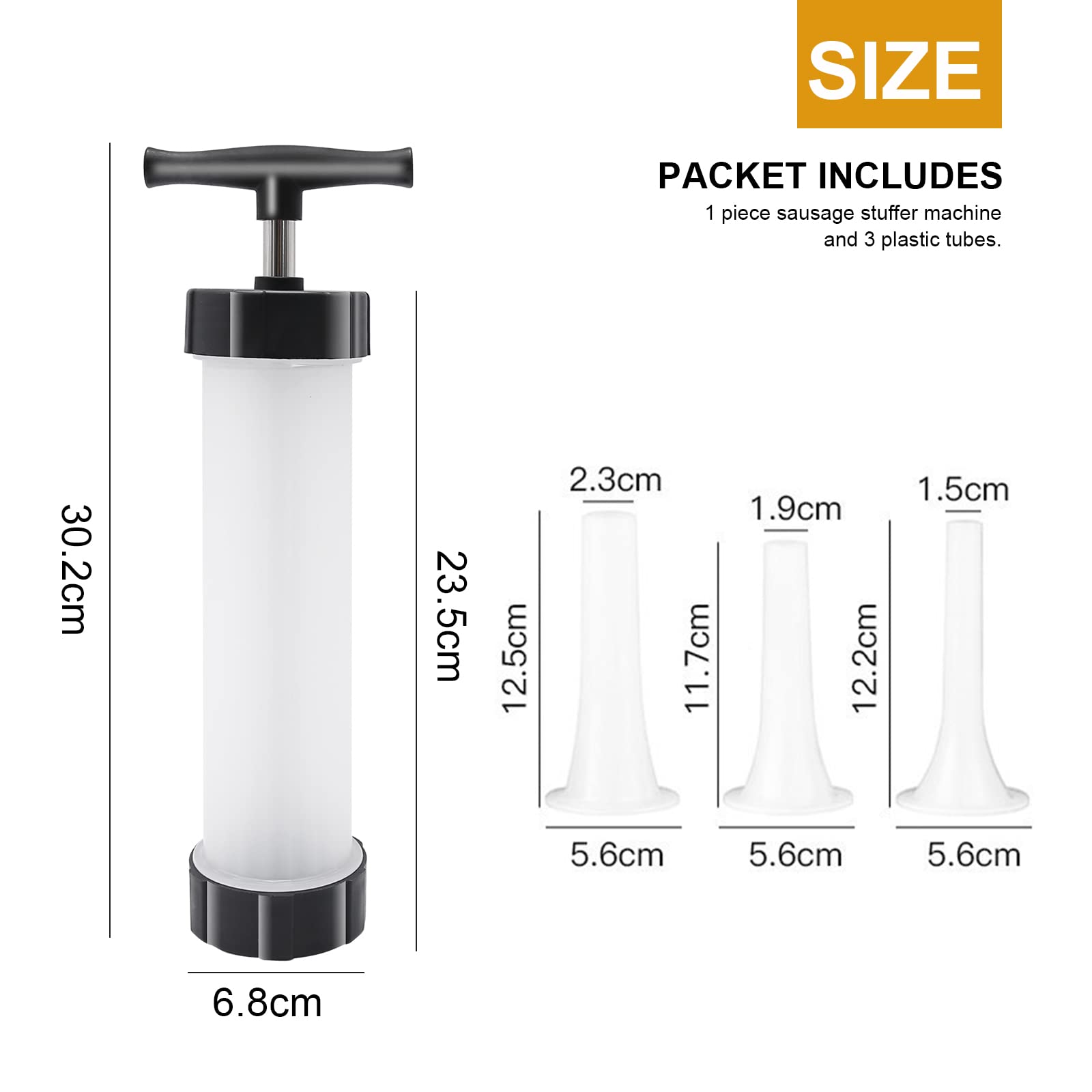Hoypeyfiy Homemade Sausage Maker Kitchen Sausage Stuffer Tool Manual Meat Filling Machine With 3 Stuffing Tubes
