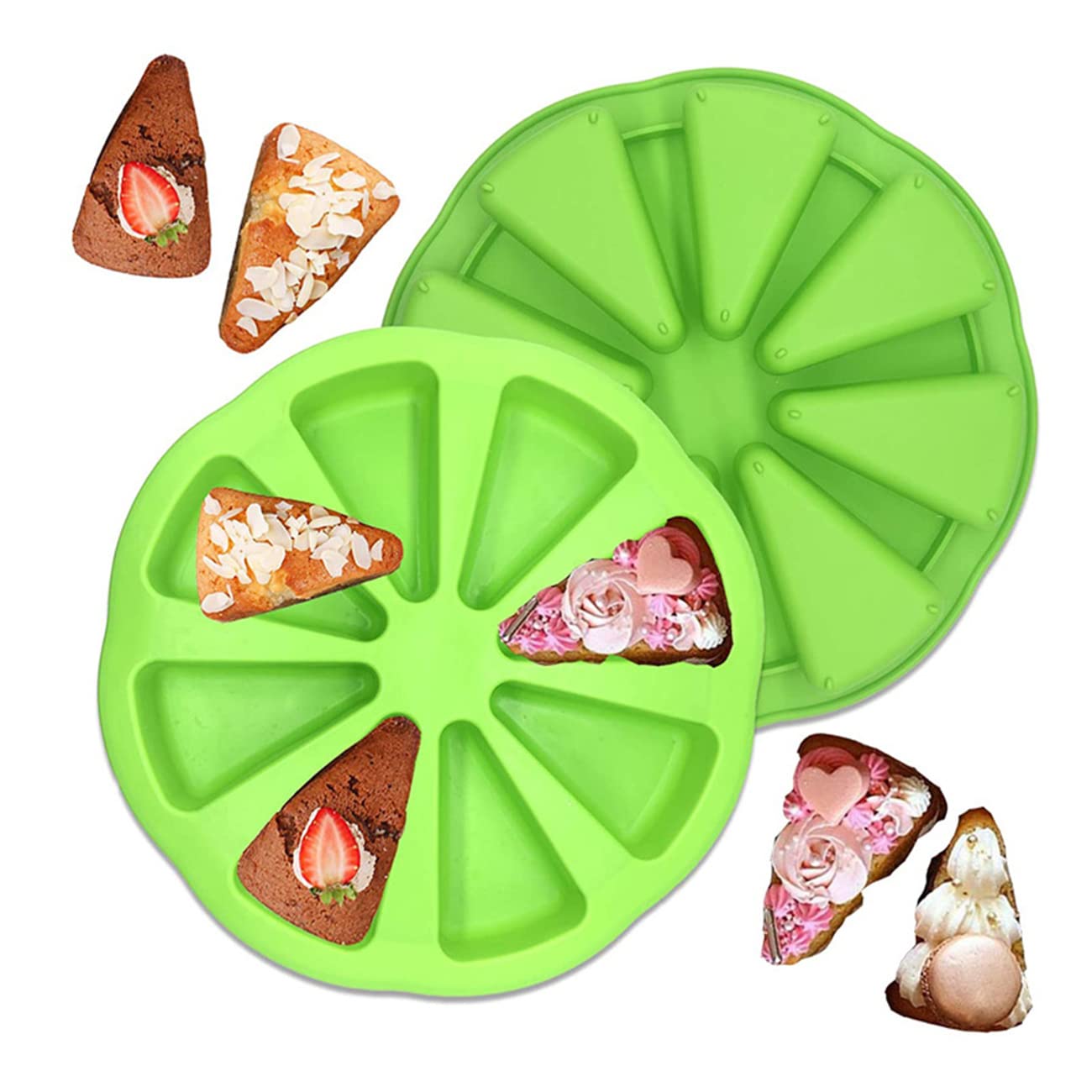 Cdybox Triangle Cavity Cake Pan Silicone Cake Mould 8 Hole Orange Shaped Pizza Pan For Ovens Microwaves Diy Baking Tool 2 Pieces