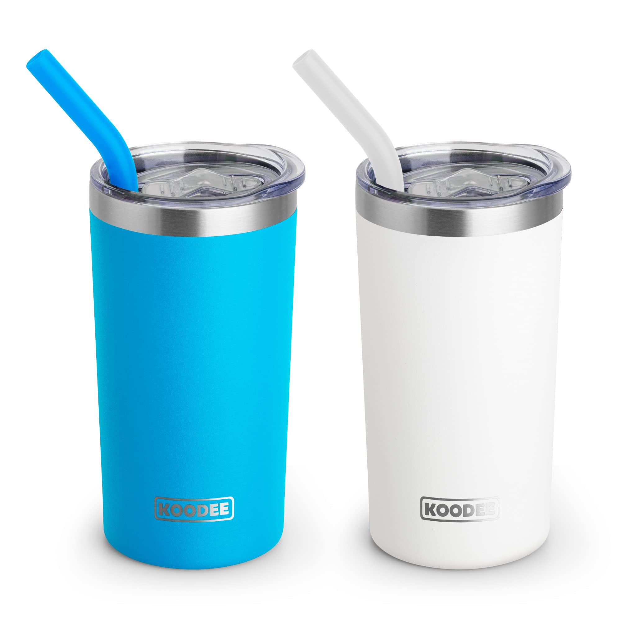 Koodee Tumbler With Lids And Straws-12 Oz Skinny Tumbler Stainless Steel Double Wall Vacuum Insulated Coffee Water Cup Spill Pro