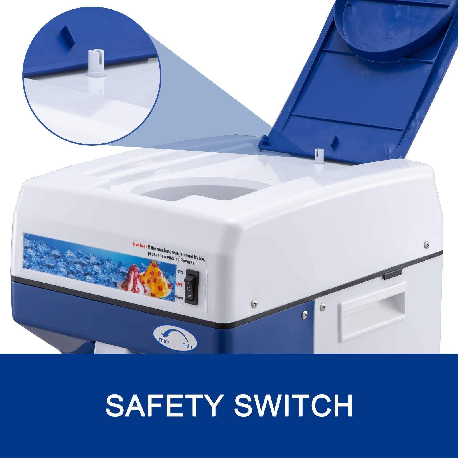 Vevor 110V Electric Shaved Ice Machine 250W Snow Cone Maker Tabletop W/Adjustable Ice Texture, Ice Shaving Machine 265Lbs/Hr For