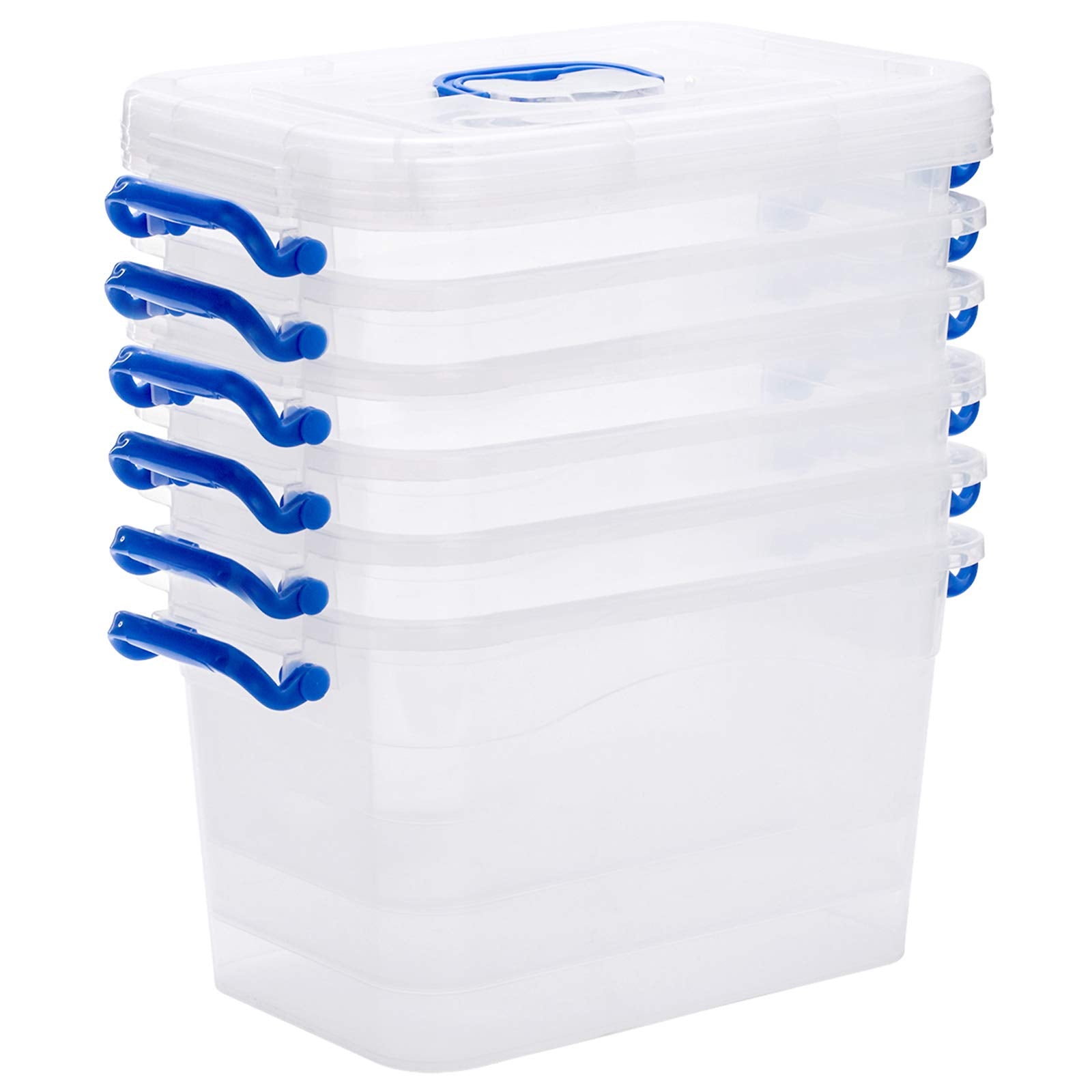 ZHENFAN 6-Pack Clear Storage Box 7 Quart  Plastic Storage Latch Bins with Handle 6.5 Liter