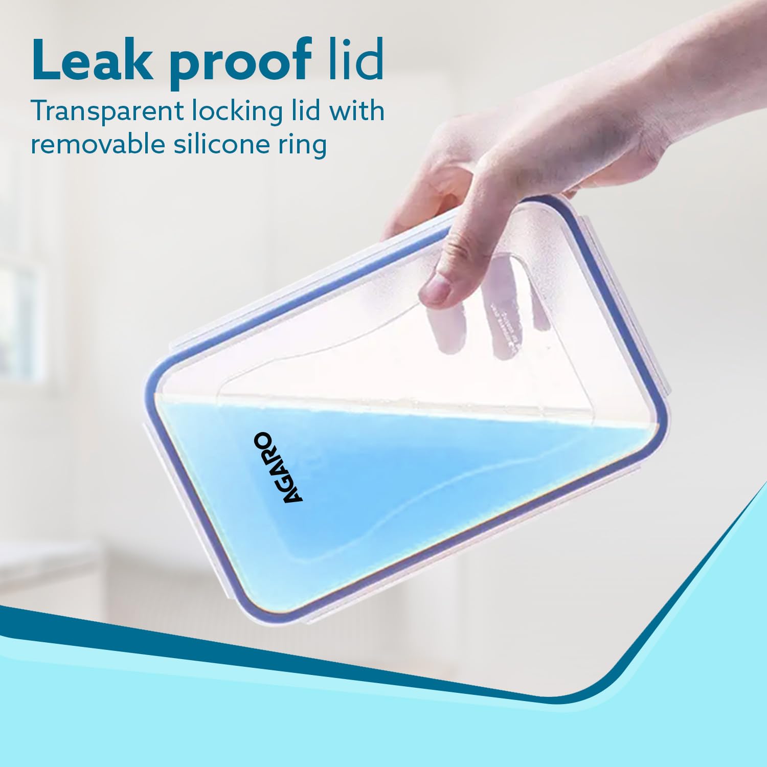 AGARO Airtight Container, Food Storage Container With Lid, Multipurpose Kitchen Container, Rectangular Plastic Body, BPA Free, L