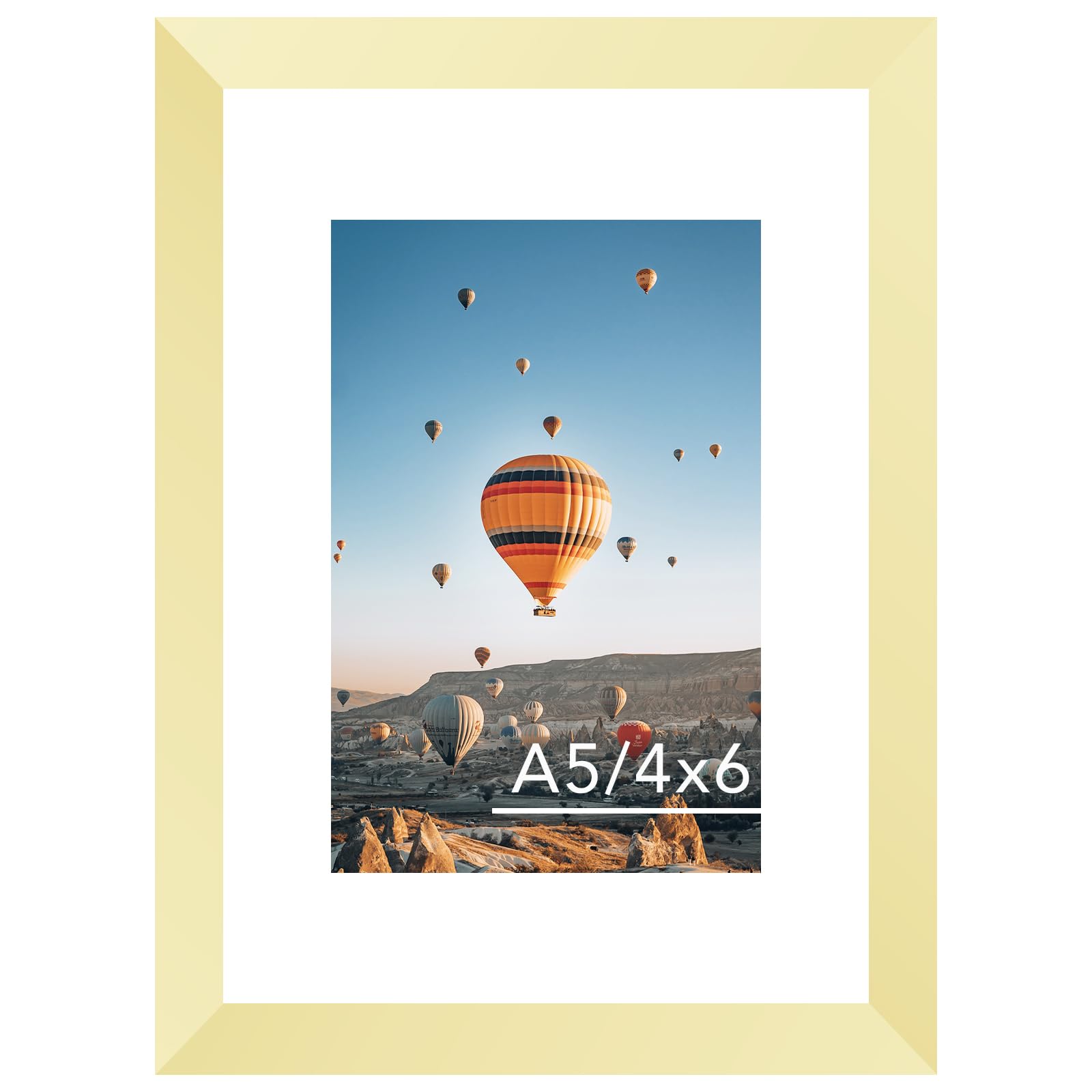JCJMY 5.8x8.3 A5 Picture Frame Gold with 4x6 Mat for Wall Hanging or Tabletop, Display Photo 4x6 with Mat or 5.8 x 8.3 Without M