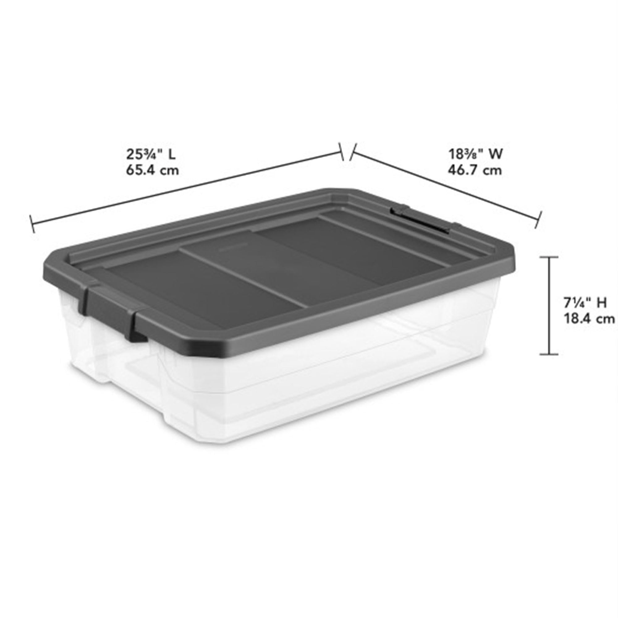 Sterilite 40 Quart Plastic Under Bed Stacker Box, Lidded Organizer Storage Bin Container For Home And Garage Organization, 24 Pa