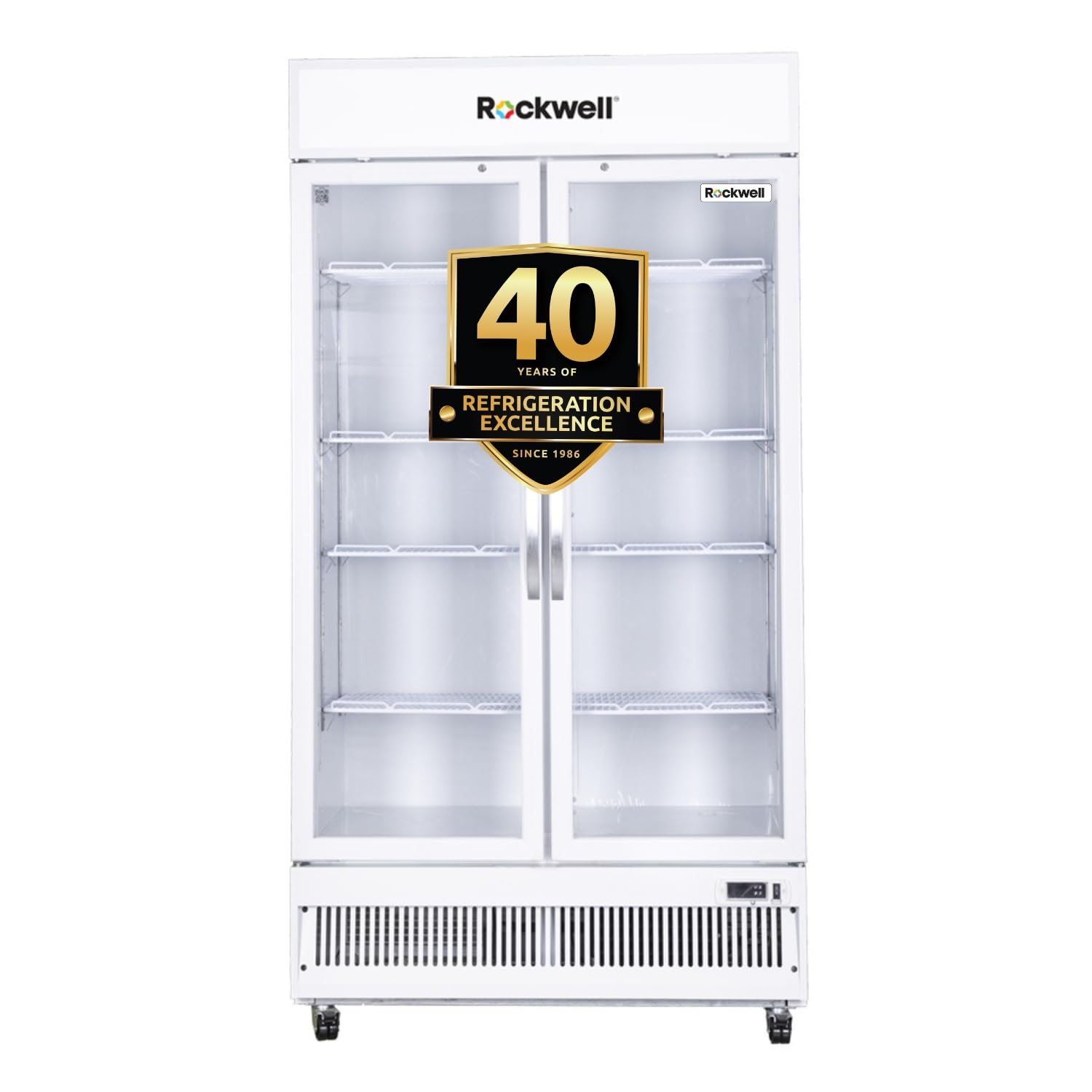 Rockwell Rvc1100C Visi Cooler, Double Glass Door, Adjustable Shelves, Led Lighting, Dynamic Cooling, AutoDefogging, 4Year Warr