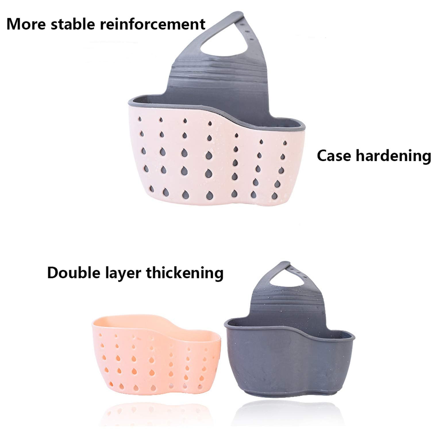 YYaaloa Sink Basket Sink Strainers Basket Kitchen Drain Shelf Sink Storage Holder (style 2- Pink)