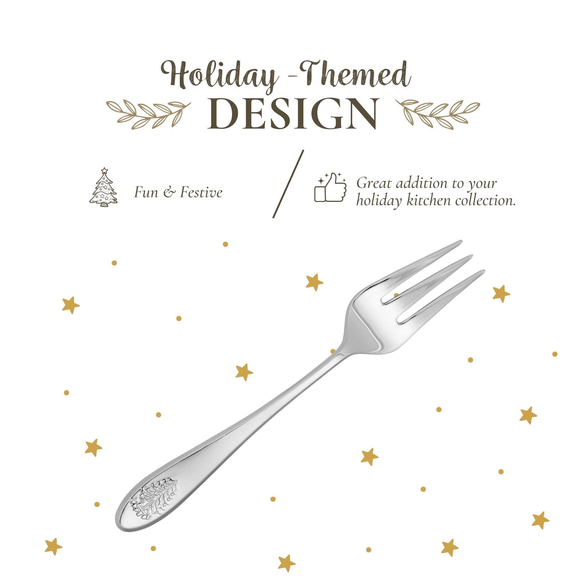 Spode Christmas Tree Serving Fork  Flatware Serving Utensils for your favorite Holiday Dishes  Premium Food Grade 18/10 Stainless Steel  Measures 10Inches  Dishwasher Safe