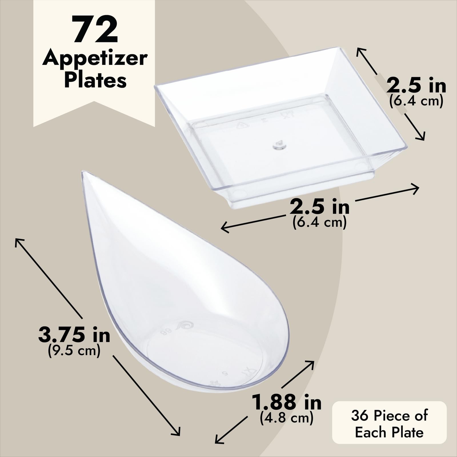 Juvale Mini Appetizer Plates And Tear Drop Spoons For Weddings (Clear, 72 Pieces)