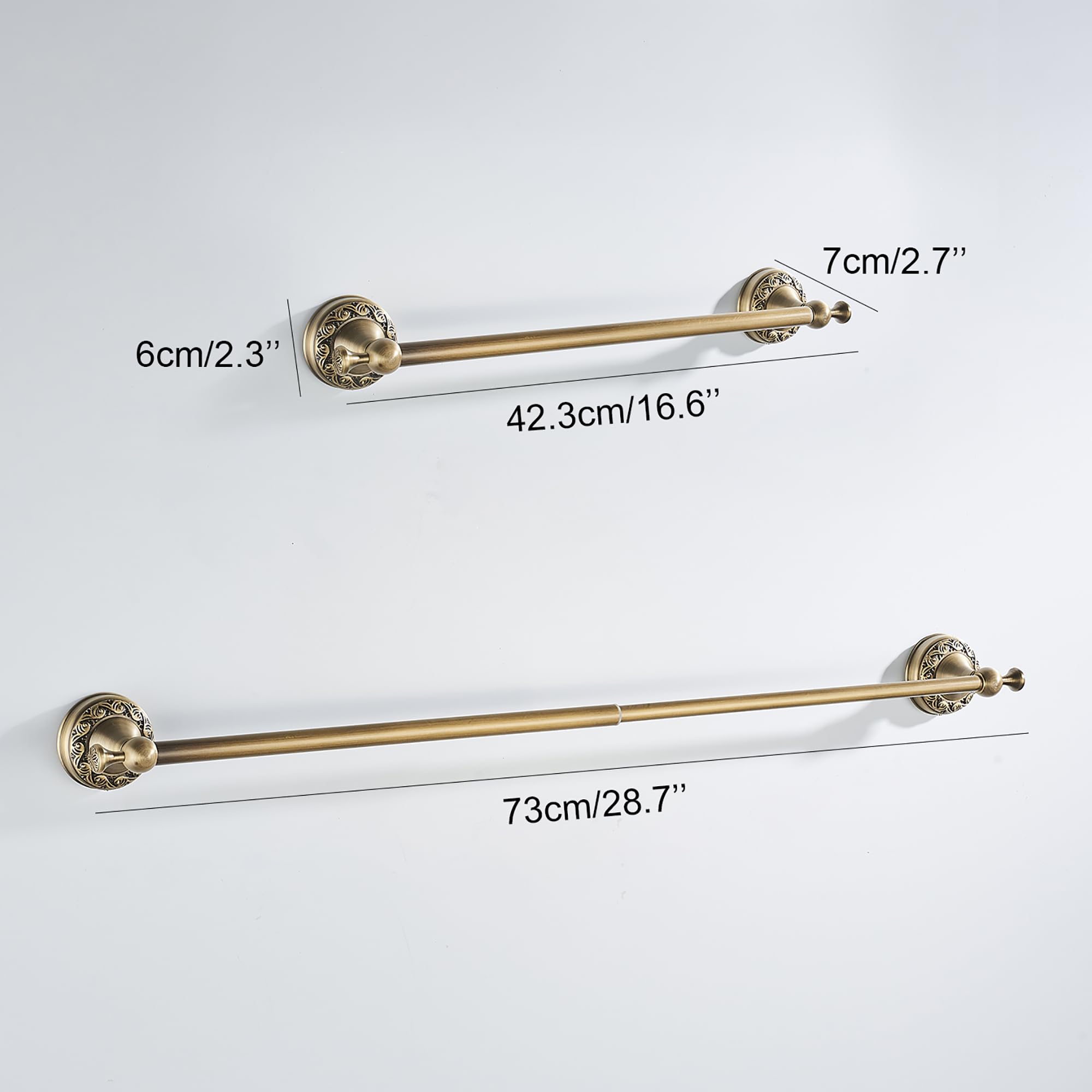 Antique Bronze Brass Towel Bar,Adjustable 15.5 To 27.5 Inch Bath Towel Bar Rack For Bathroom Towel Holder, Wall Mounted Bathroom