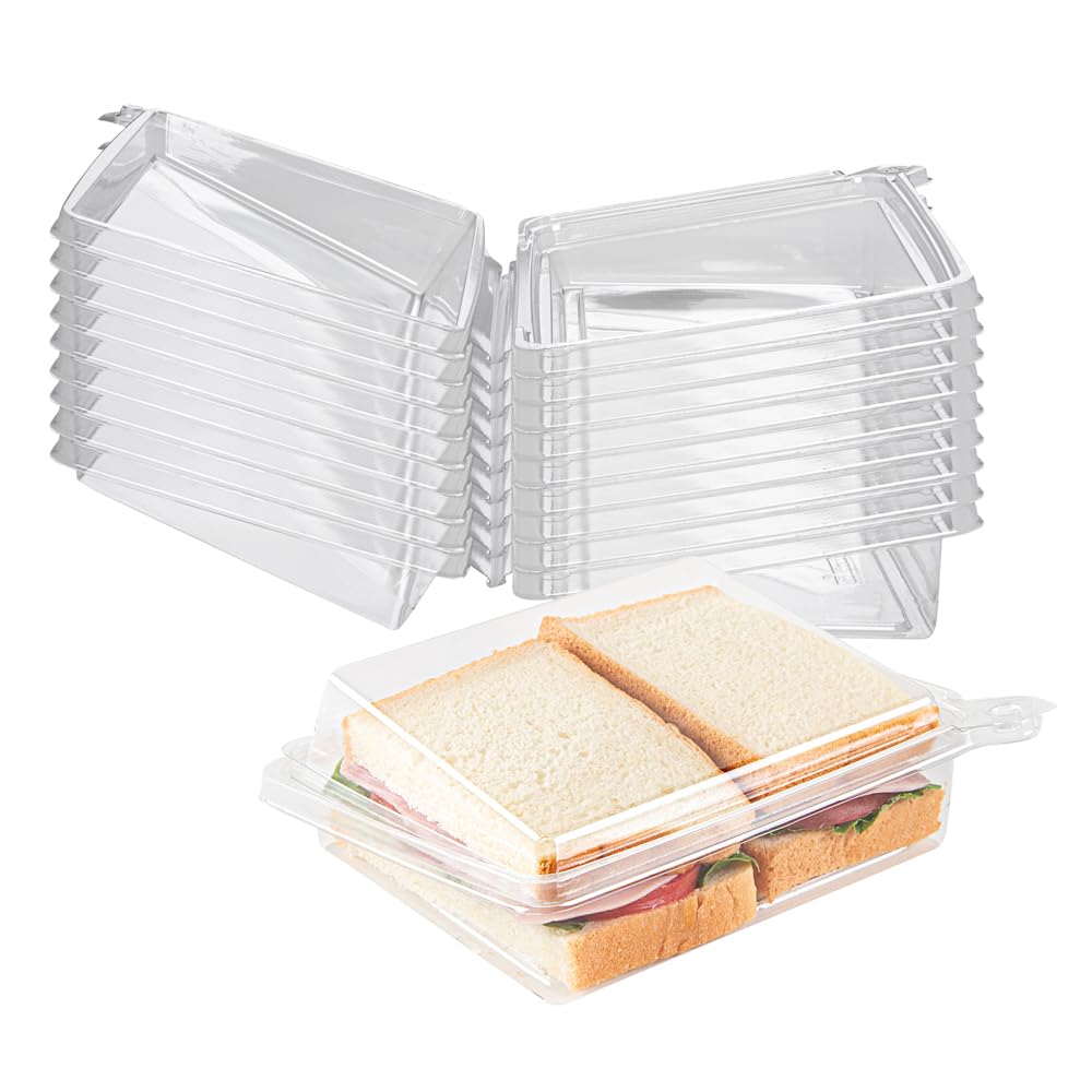 Restaurantware Tamper Tek 6.8 X 5.7 X 1.7 Inch Rectangle Take Out Containers 100 Durable Sandwich To-Go Containers - Tamper-Evid