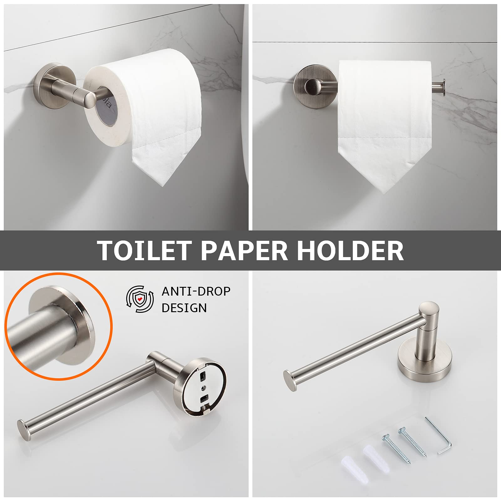 Bgl Bathroom Accessory Set Brushed Nickel 4-Pieces Bathroom Towel Rack 24 Inches Adjustable Bathroom Hardware Set