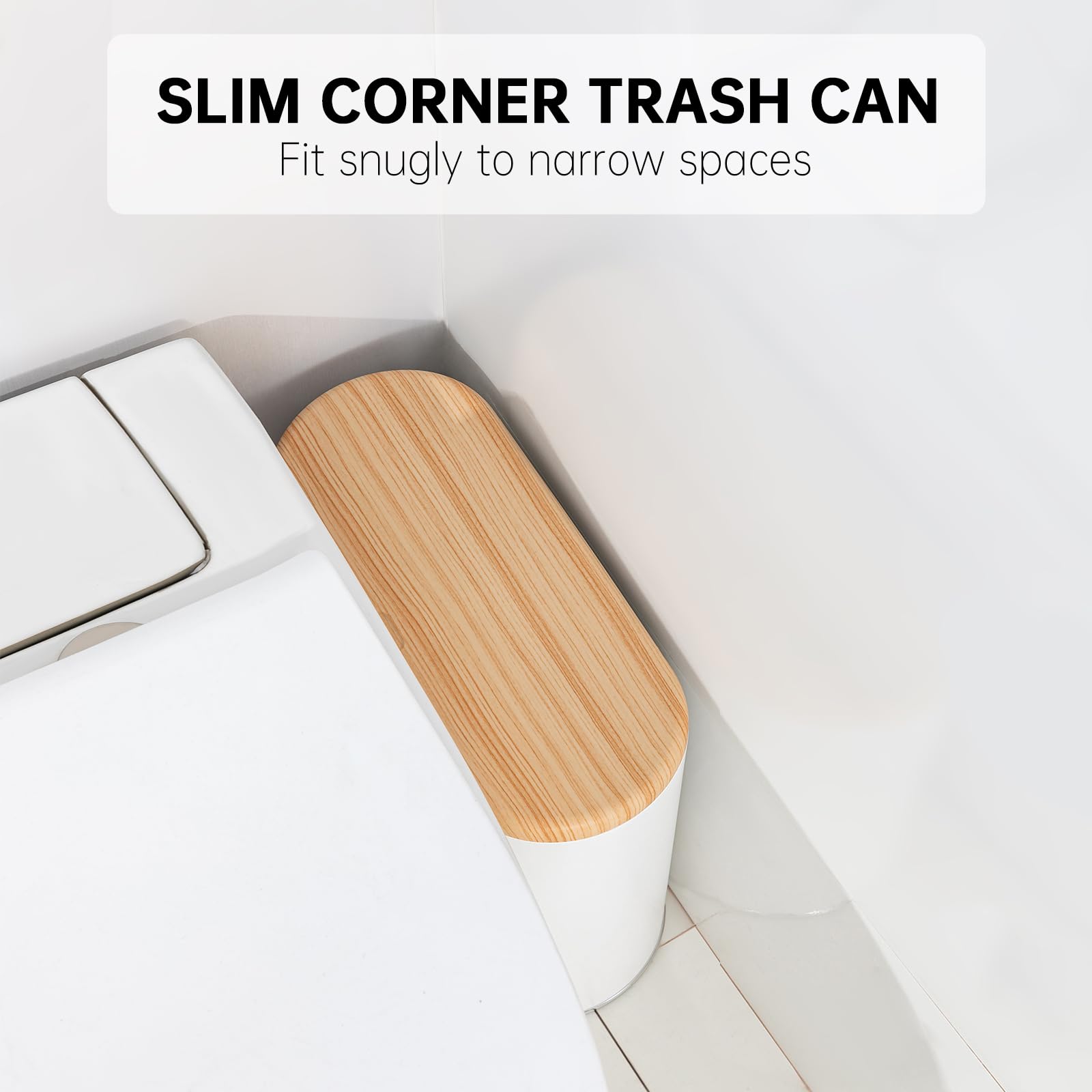 Todaygo Small Bathroom Trash Can With Lid, 10 Liter/2.6 Gallon Dog Proof Trash Can, Modern Office Trash Can With Press Top, Bath
