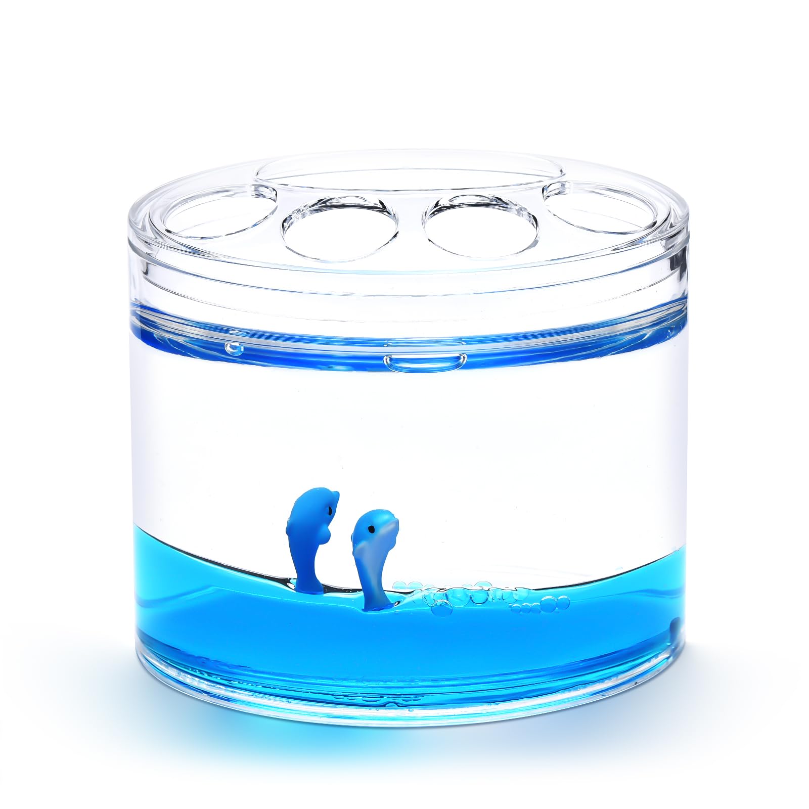 Locco Decor 4 Piece Acrylic Liquid 3D Floating Motion Bathroom Vanity Accessory Set Dolphin