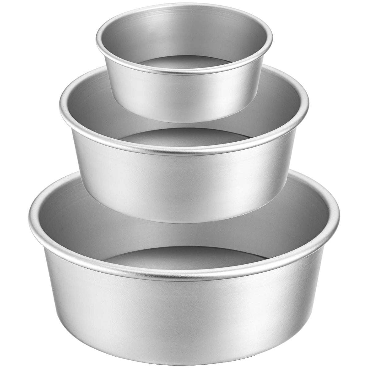 Lawei Round Cake Pan Set - 4'' 6'' 8'' Aluminium Cake Pans With Removable Base Round Cake Baking Pans For Wedding Birthday Party