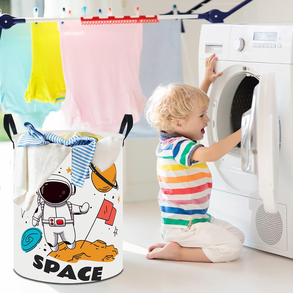 Hkec 19.7 Laundry Basket,Kids Dirty Clothes Hamper,Waterproof Toys Storage Bin,Room Decor,Gift Baskets,Nursery Hamper(Space)