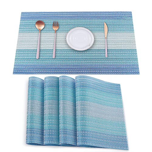 Heloho Placemats Set Of 4,Vinyl Table Place Mats Stain Resistant Foldable Placemats Washable Wipeable Placemat For Kitchen Dinin