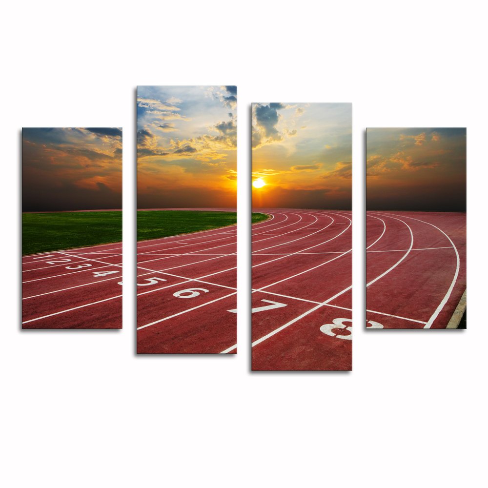 Sea Charm - Canvas Print Wall Art Painting Running Track With Nice Sunrise Scenic Canvas Picture Wall Decor For Living Room Home