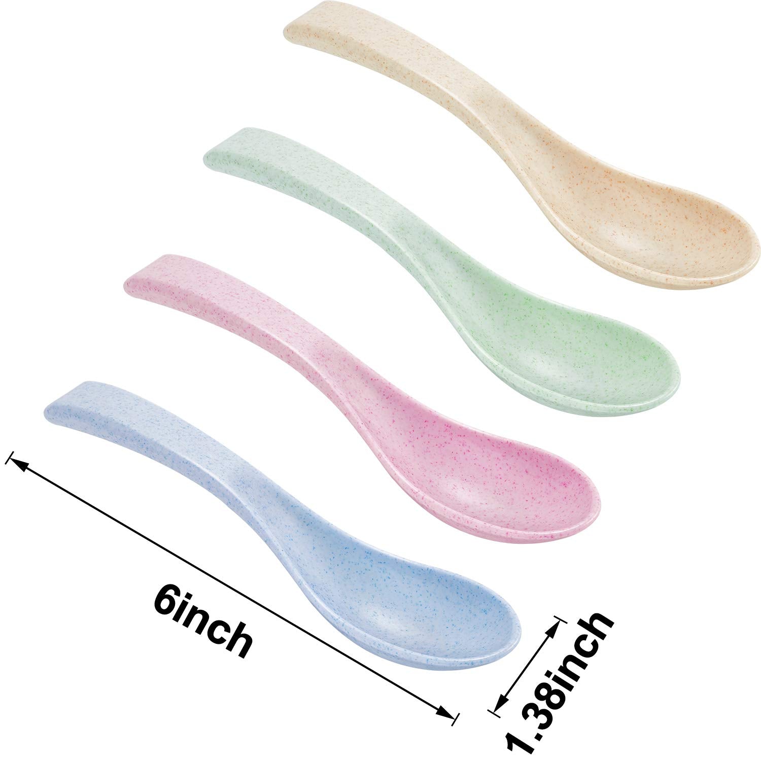 Outus 8 Pieces Wheat Straw Plastic Spoon Dinner Spoon Portable Wheat Straw Soup Spoon Dishwasher And Microwave Safe Spoon