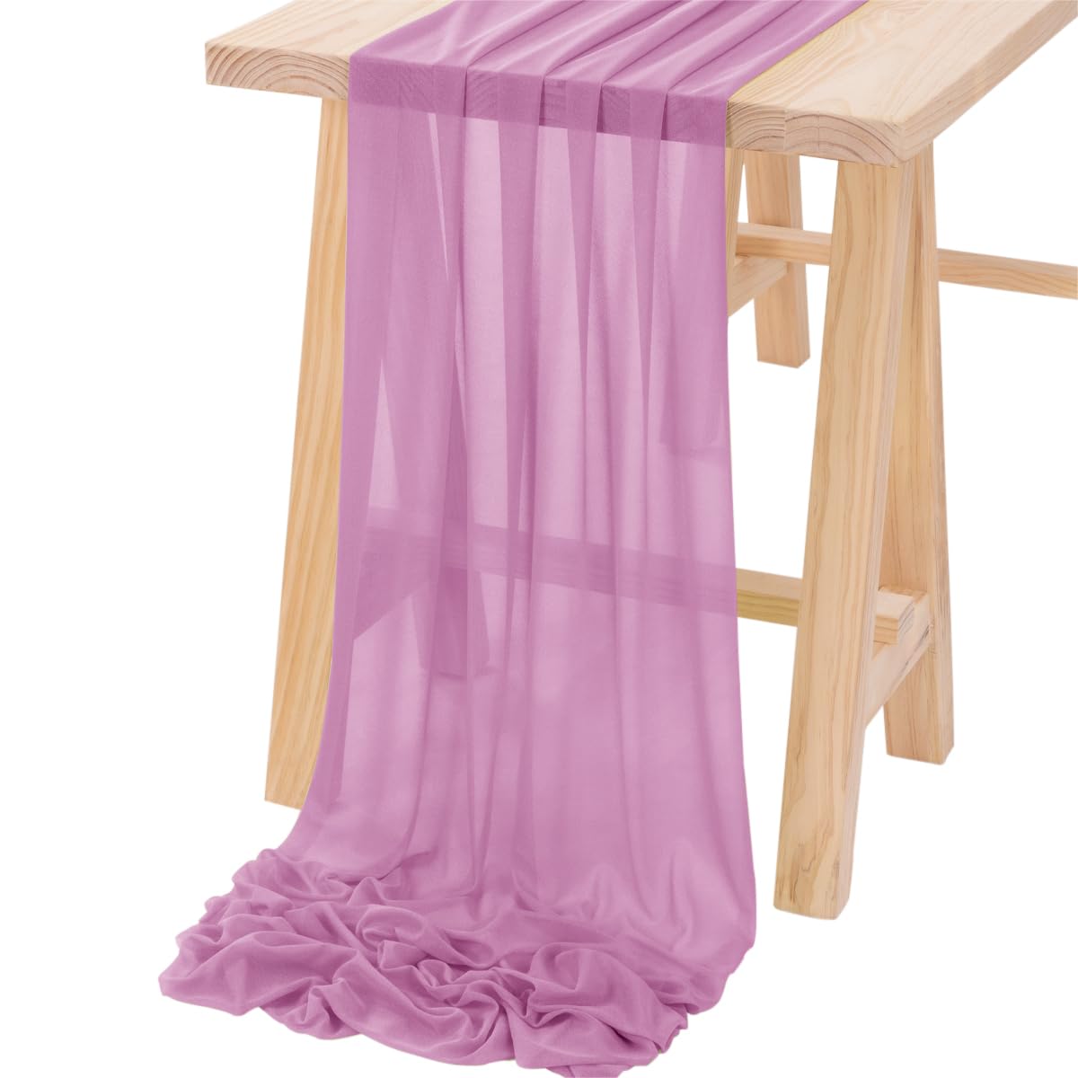 Socomi Purple Gauze Table Runner Chiffon Like Wedding Table Runner 10FT 120 inches Long Boho Rustic for Bridal Shower Decoration