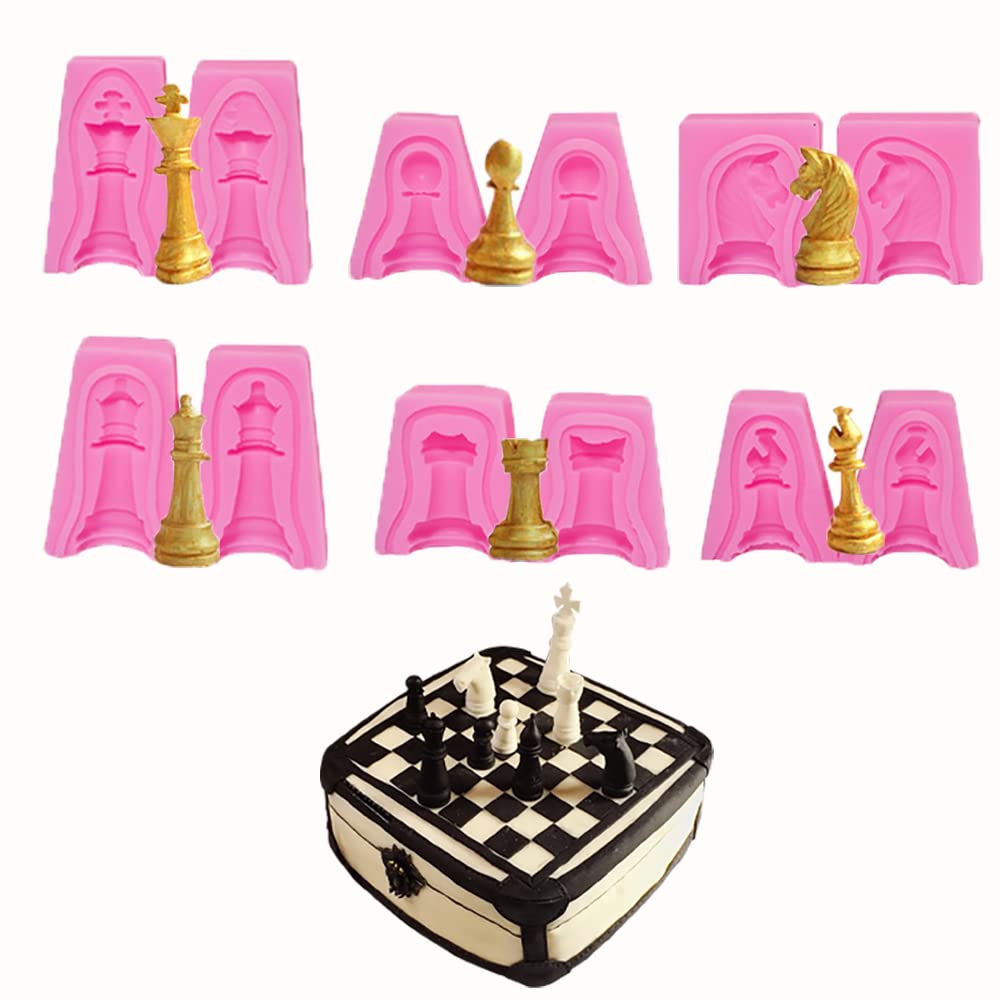 3D International Chess Piece King Rook Queen Pawn Knight Bishop Included Silicone Molds For Diy Fondant Candy Making Tools Choco