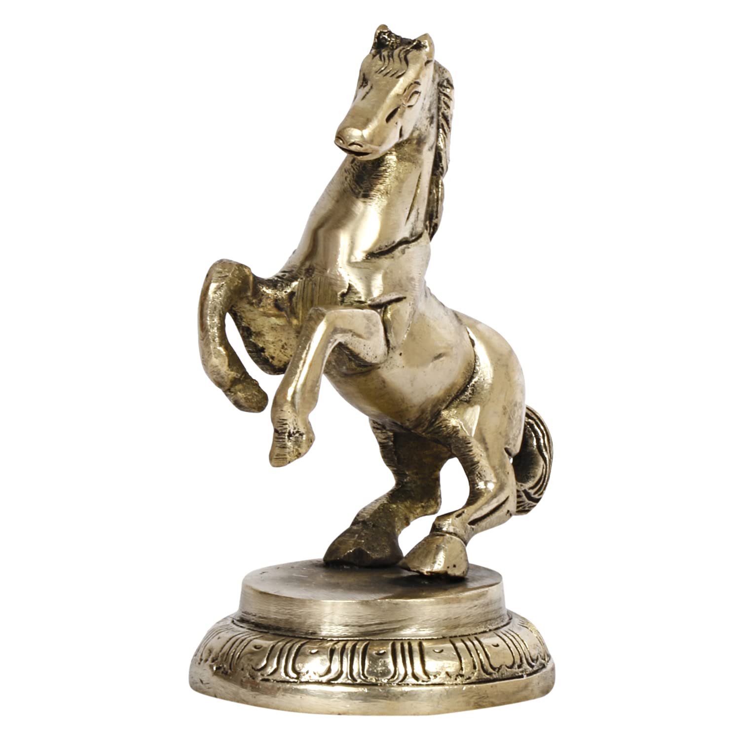 ARTVARKO Brass Horse with Uplifted Legs Standing Horse Tableware Showpiece Home Decor Running Horse Vastu Wall showpiece, Statue