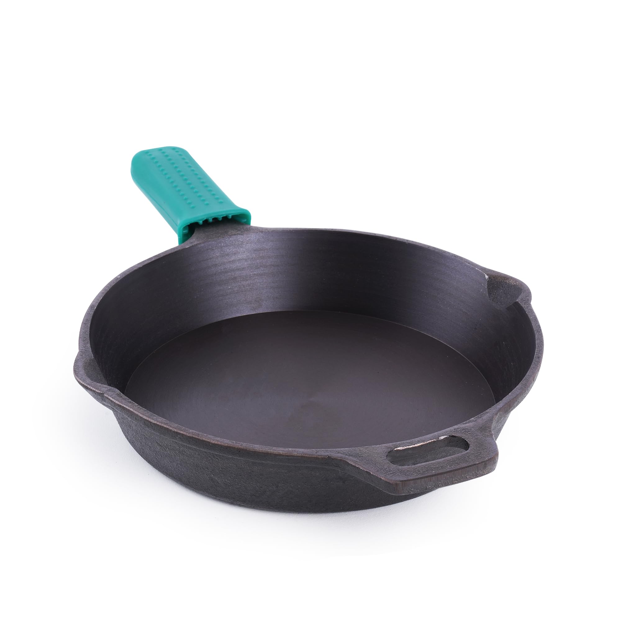 The Indus Valley Super Smooth Cast Iron Fry Pan/Skillet With Long Handle+Silicone Handle| Medium,25.4Cm/10Inch,1.7Ltr,2.4Kg|Indu