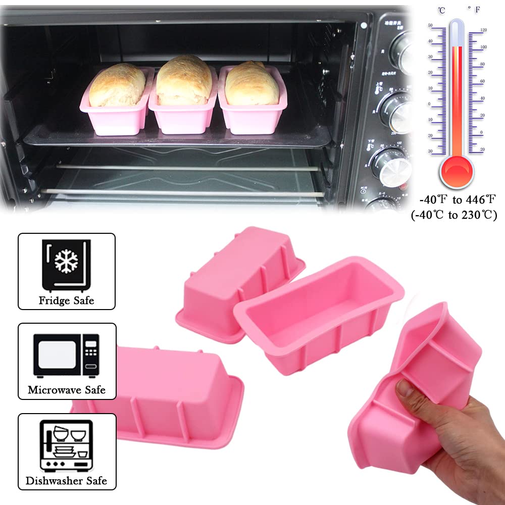 Baker Depot Silicone Mini Bread Loaf Pans For Baking Nonstick Small Toast Cake Bakeware 6.5 Inch Rectangle Mould Diy Handmade So