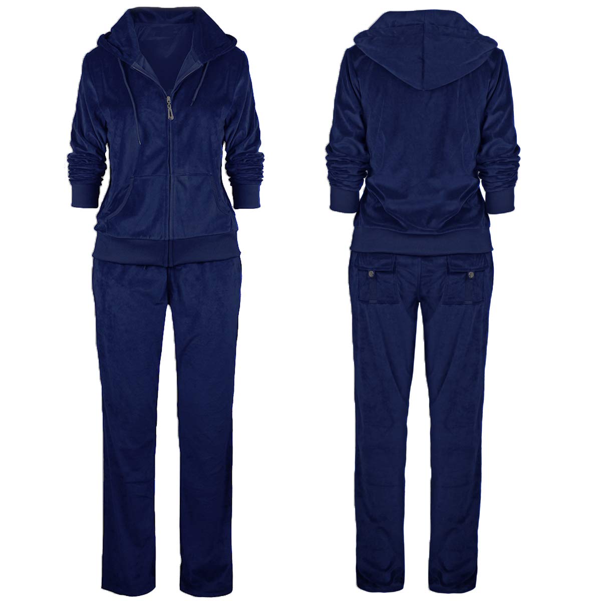 Womens Sweatsuits Velour Jogging Zipped Hoodie - Fashion Sport Suit Hoodie And Pants Sports Tracksuits Xx-Large Navy