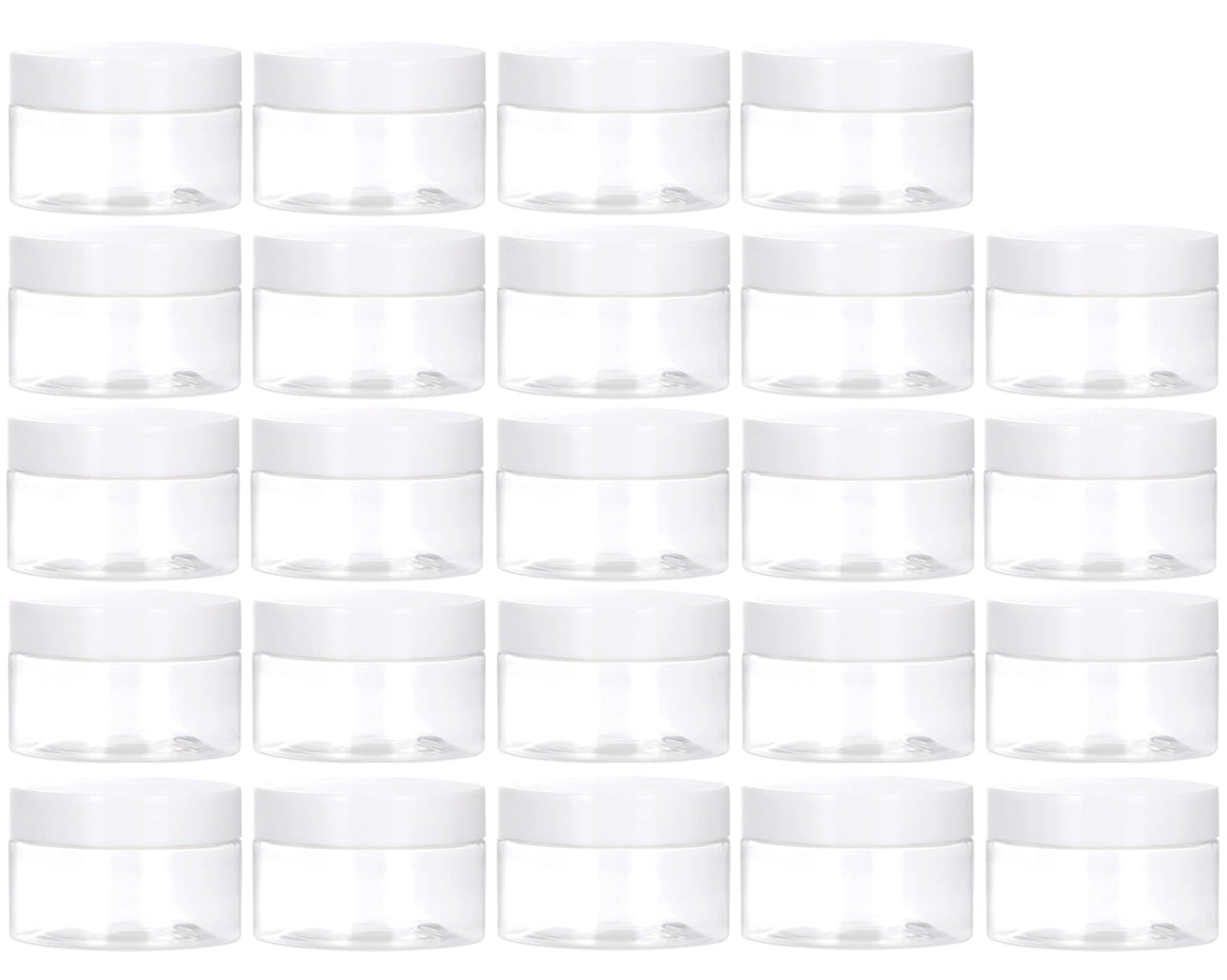 Tuzazo 1 Oz Plastic Jars Round Clear Cosmetic Container Jars With Lids And Labels, 24 Pack Small Plastic Jars For Lotion, Cream,