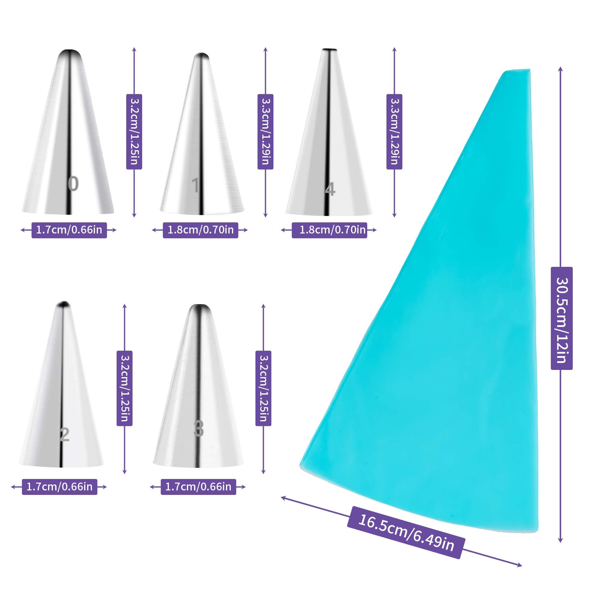 GOOTRADES 7 Pcs-Set Cake Decorating Tips (5 Writing Tube 1 Coupler 1 Silicone Pastry Bag)