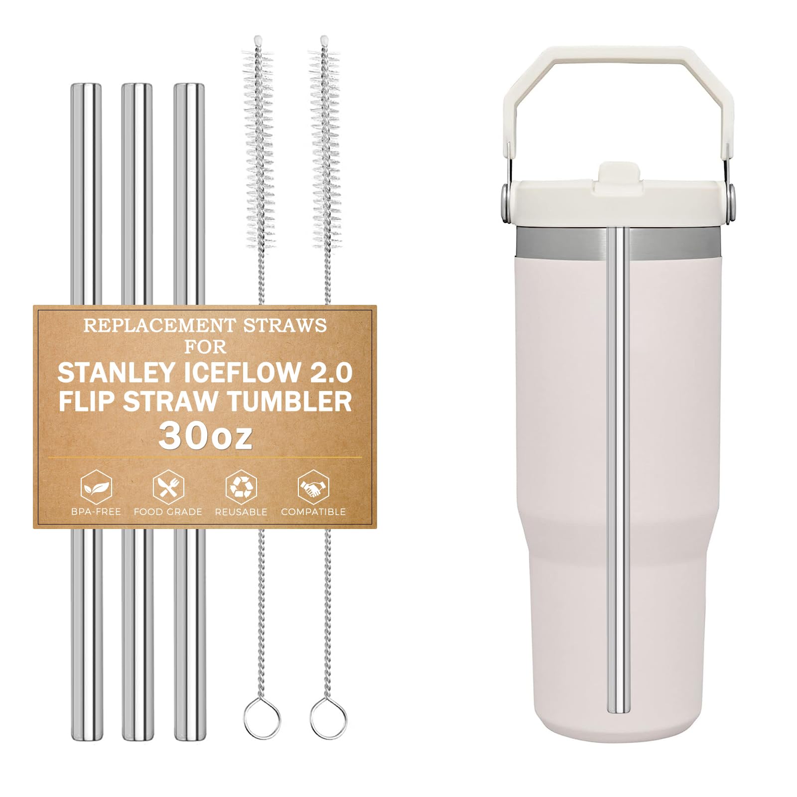 LUCKINEE Replacement Straws for Stanley IceFlow 2.0 Flip Straw Tumbler 30oz